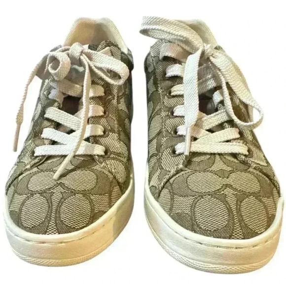 COACH Clip Skateboard Shoes Women's Low-Top Khaki - Picture 2 of 5